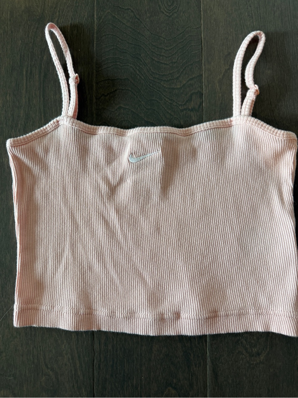 Nike Light Pink Ribbed Tank with Black Swoosh Tag
